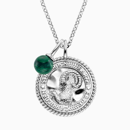 Engelsrufer women's necklace silver with zirconia and malachite stone for the zodiac sign Capricorn
