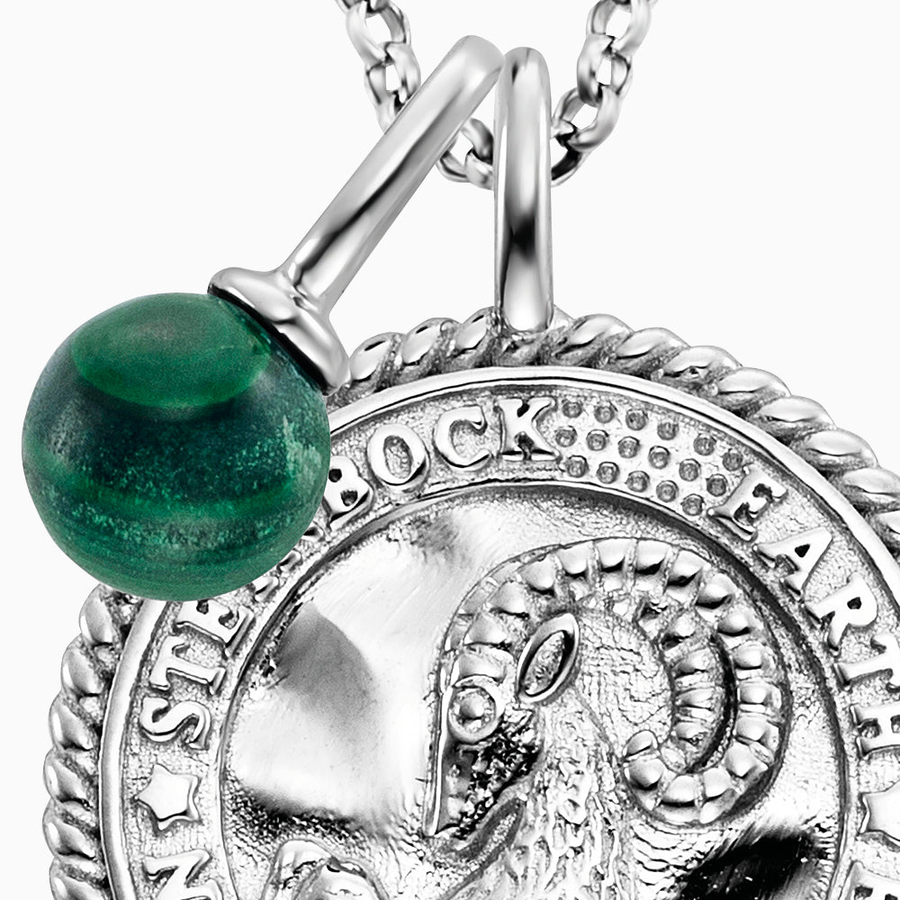 Engelsrufer women's necklace silver with zirconia and malachite stone for the zodiac sign Capricorn