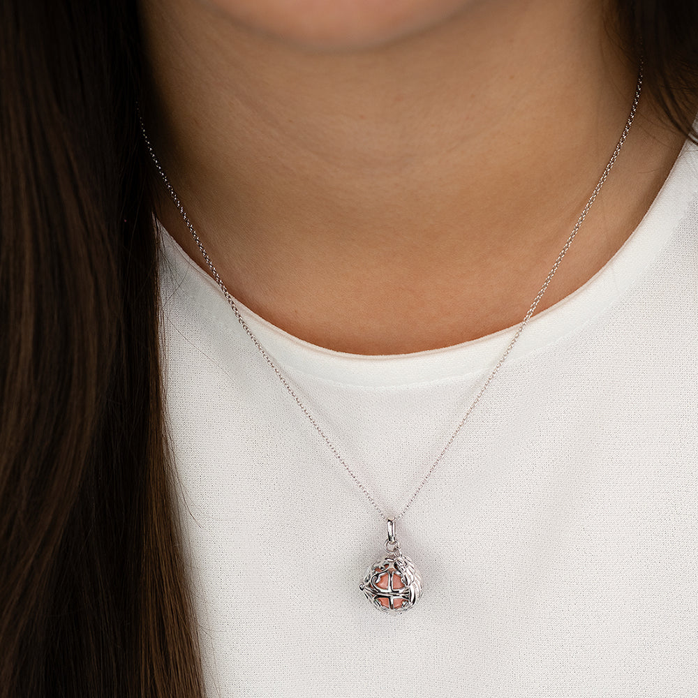 Engelsrufer women's necklace silver with wing pendant and Chime rosé in 45 + 5 cm