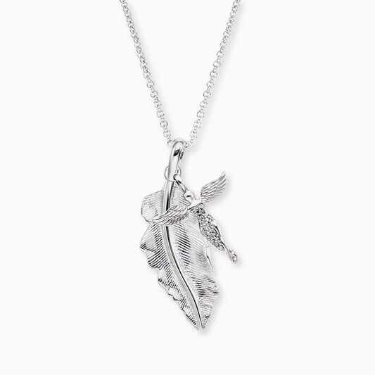 Engelsrufer women's silver necklace with silver feather & angel