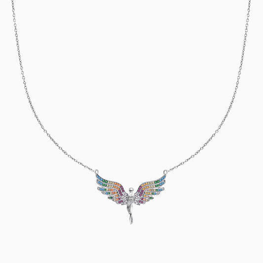 Engelsrufer silver women's necklace angel with zirconia multicolor