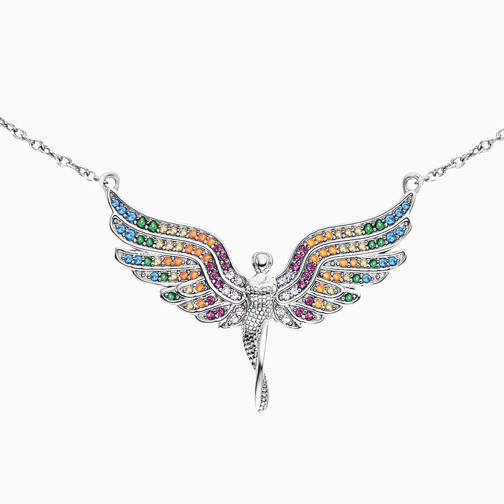Engelsrufer Silber Damen Kette Engel mit Zirkonia Multicolor