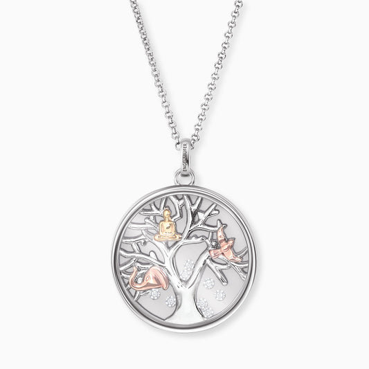 Engelsrufer women's silver necklace tree of life tricolor with zirconia