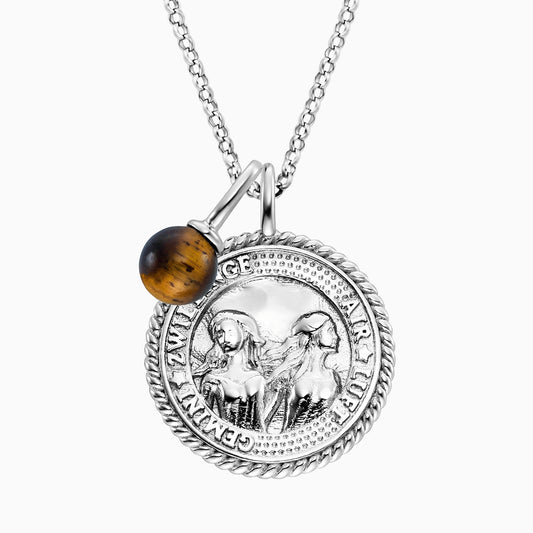 Engelsrufer women's necklace silver with zirconia and tiger eye stone for the zodiac sign Gemini
