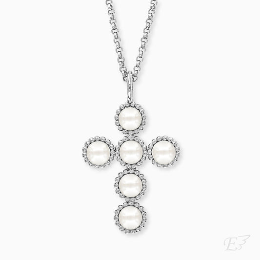 Engelsrufer necklace shell pearls silver with flower of life motif
