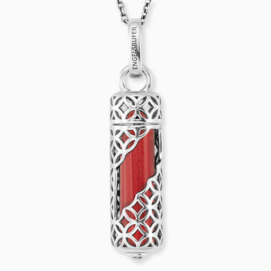 Engelsrufer Damen Silberkette mit Anhänger mit Roter Jaspis Kraftstein Größe M
