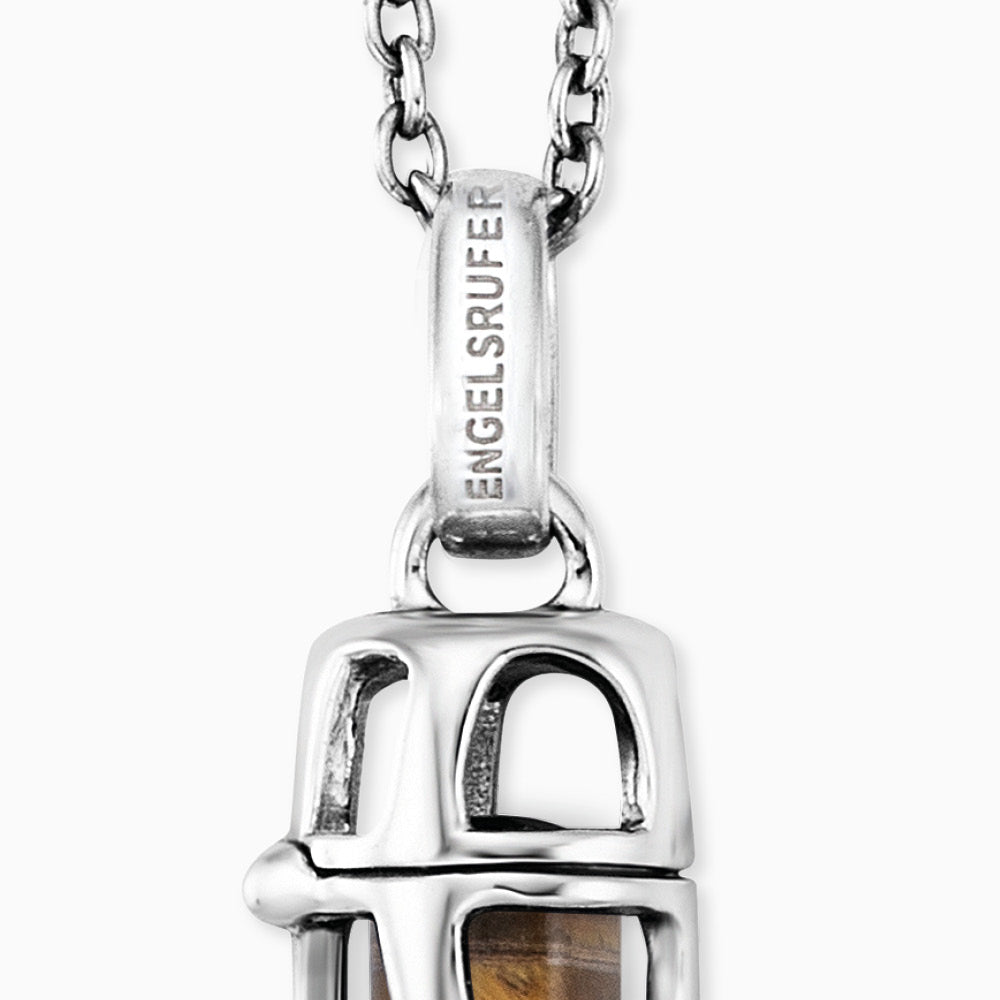 Engelsrufer women's silver necklace with tiger eye power stone pendant, size S