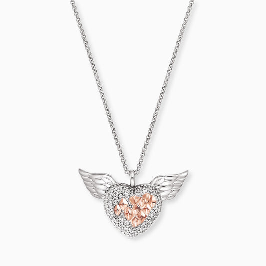 Engelsrufer silver necklace for women with Heartangel silver and rosé