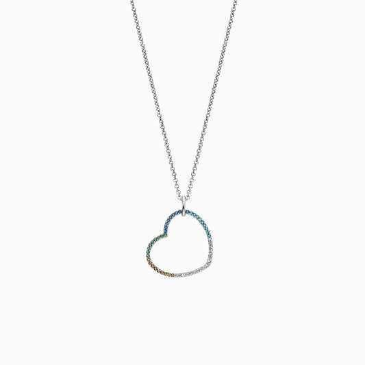 Engelsrufer women's necklace with rainbow heart pendant silver and multicolored zirconia