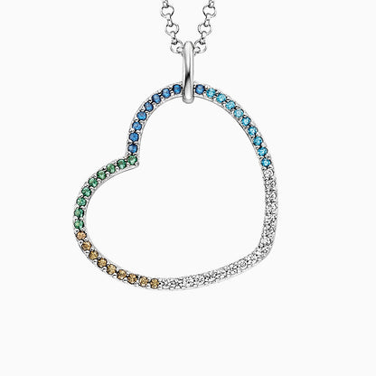 Engelsrufer Damen Halskette mit Anhänger Regenbogenherz Silber und Zirkonia Multicolor