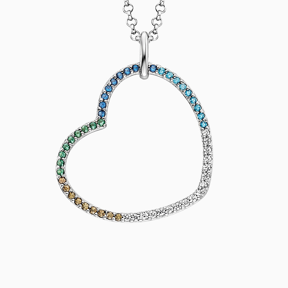 Engelsrufer women's necklace with rainbow heart pendant silver and multicolored zirconia
