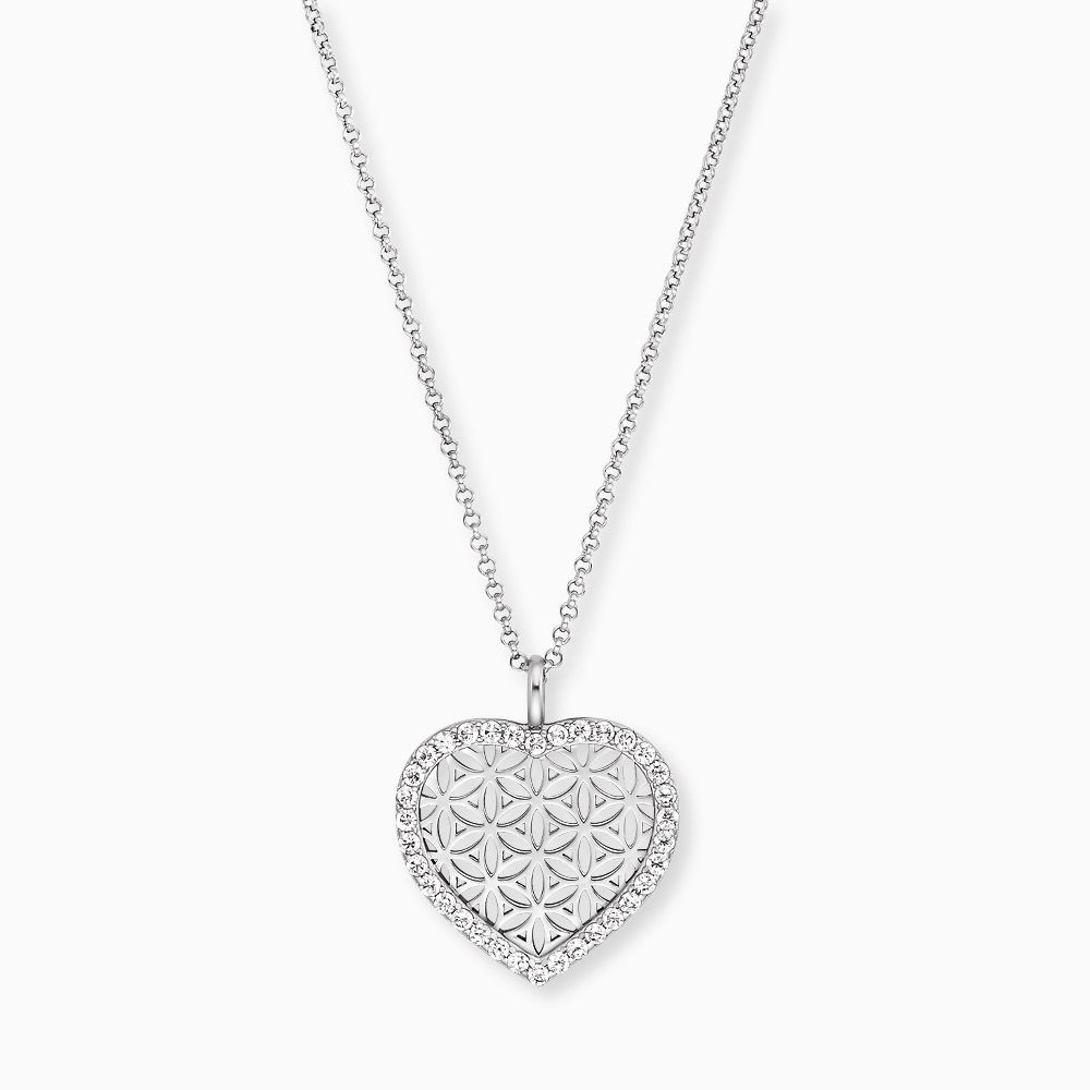 Engelsrufer women's necklace heart flower of life silver with zirconia