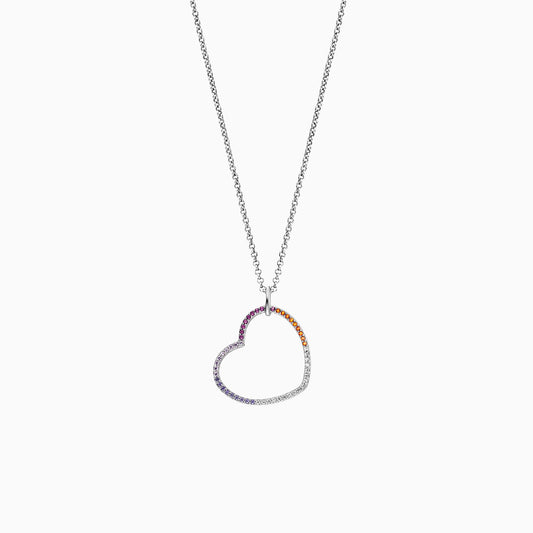 Engelsrufer women's necklace with rainbow heart pendant and multicolored zirconia