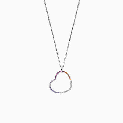 Engelsrufer women's necklace with rainbow heart pendant and multicolored zirconia