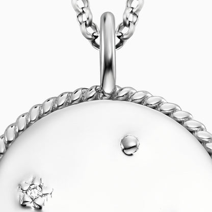 Engelsrufer women's necklace silver with zirconia, rose quartz stone and zodiac sign Leo