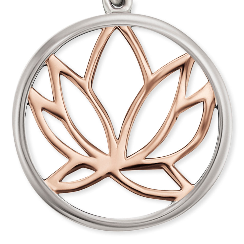 Engelsrufer women's silver necklace with lotus pendant with zirconia stones and rose gold details