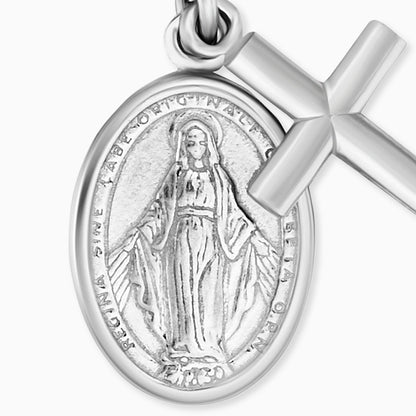 Engelsrufer Silberkette Damen mit Kreuz, Maria und Perle Anhänger