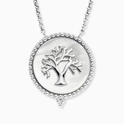 Engelsrufer women's necklace in silver with tree of life on white mother-of-pearl