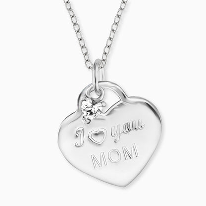 Engelsrufer women's heart necklace silver "I love you Mom" ​​with zirconia for all mothers