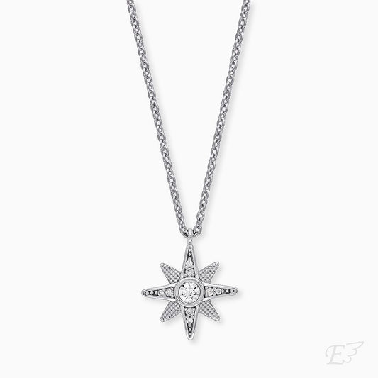 Engelsrufer women's necklace with star motif and 9 white zirconia stones