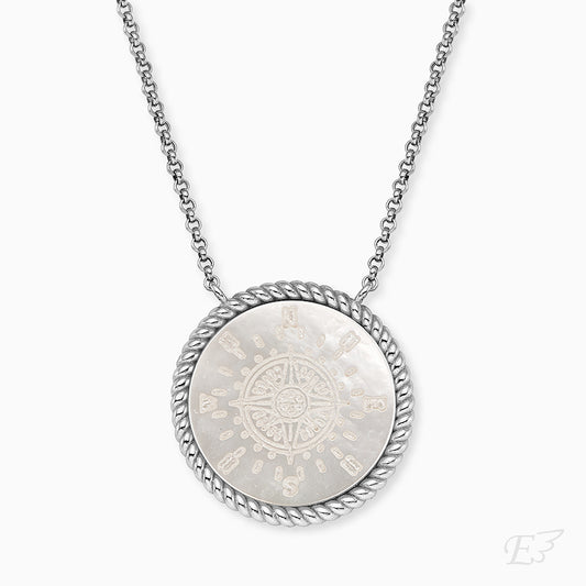 Engelsrufer real silver women's necklace with compass made of mother-of-pearl