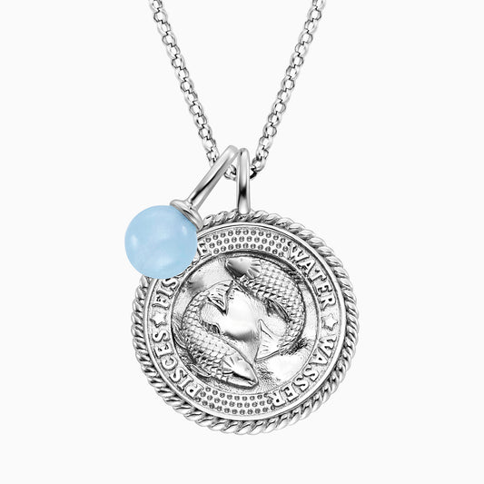 Engelsrufer women's necklace silver with zirconia and blue agate stone for the zodiac sign Pisces