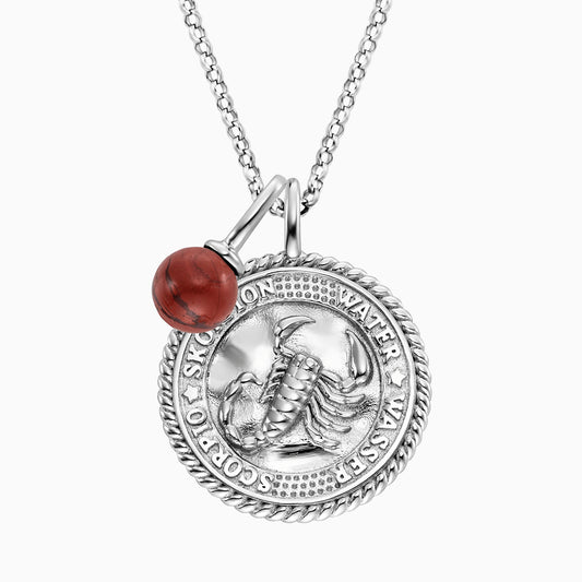 Engelsrufer women's necklace silver with zirconia and red jasper stone for the zodiac sign Scorpio