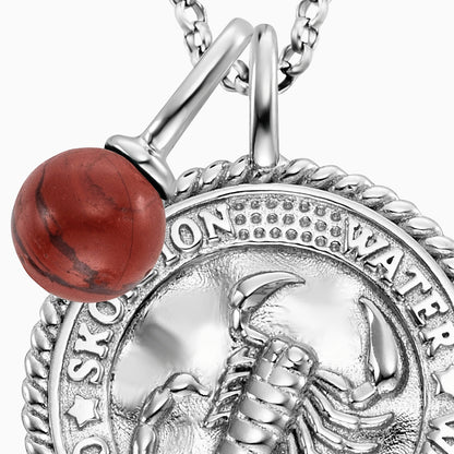 Engelsrufer Damen Kette Silber mit Zirkonia und Roter Jaspis Stein für Sternzeichen Skorpion