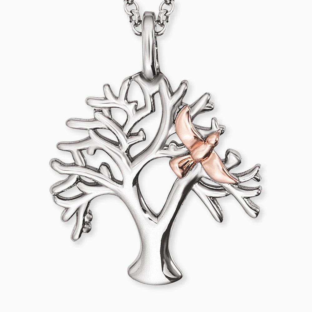 Engelsrufer Damen Halskette Lebensbaum Silber mit Rosé Taube
