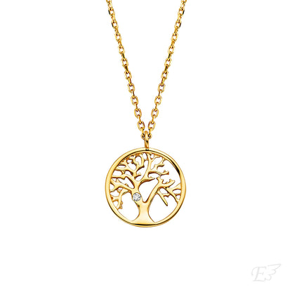 Engelsrufer Damen Echtgoldkette mit Lebensbaum und Diamant