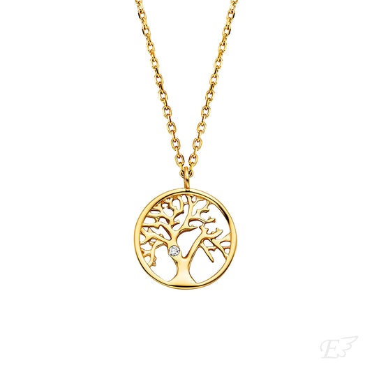 Engelsrufer Damen Echtgoldkette mit Lebensbaum und Diamant