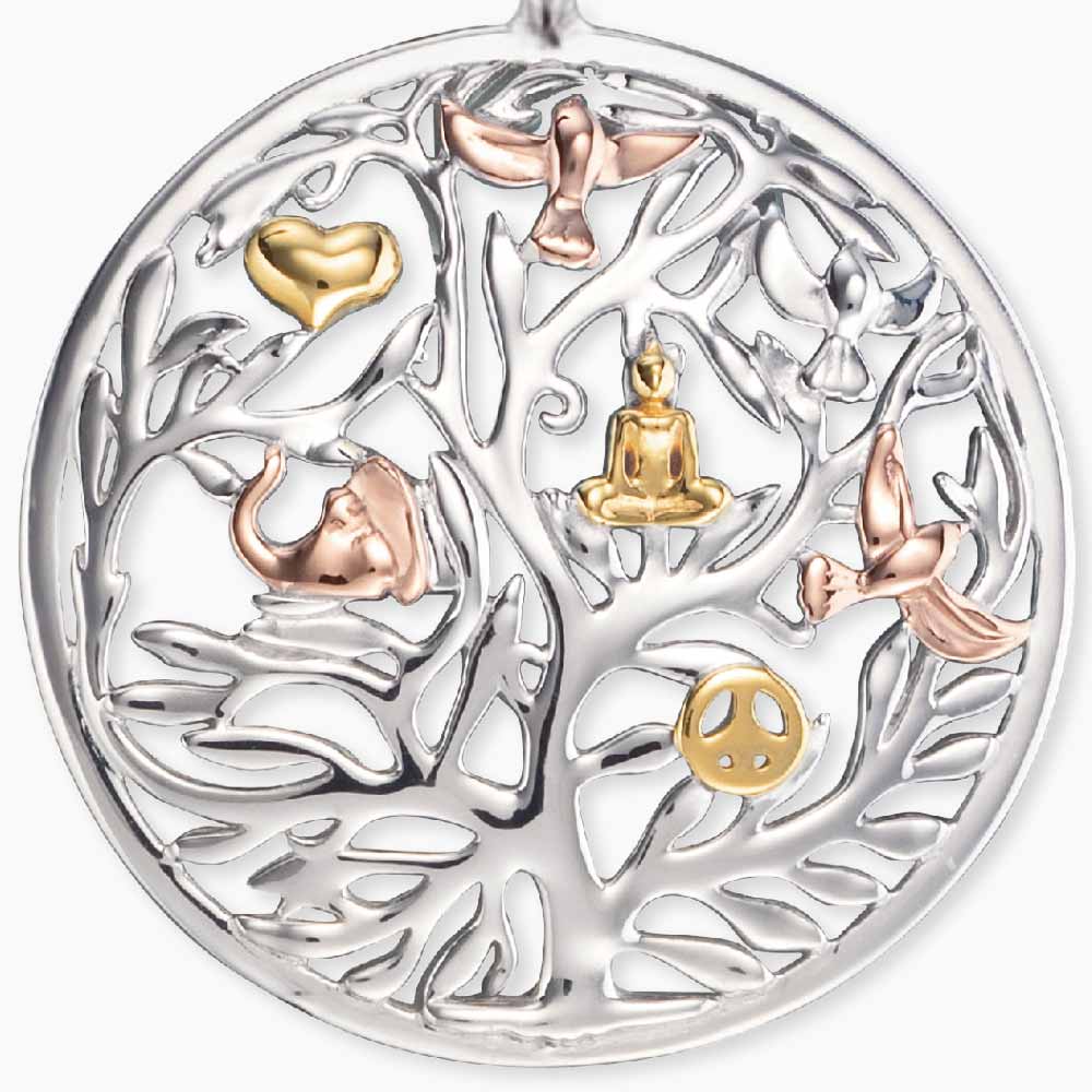 Engelsrufer Halskette Lebensbaum in Silber, Gold und Roségold