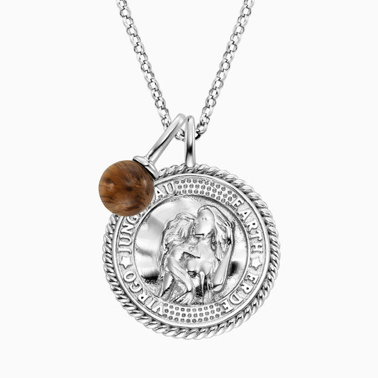 Engelsrufer women's necklace silver with zirconia and tiger eye for the zodiac sign Virgo