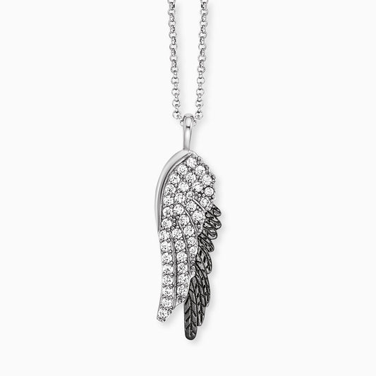 Engelsrufer women's necklace silver wings black and white with zirconia