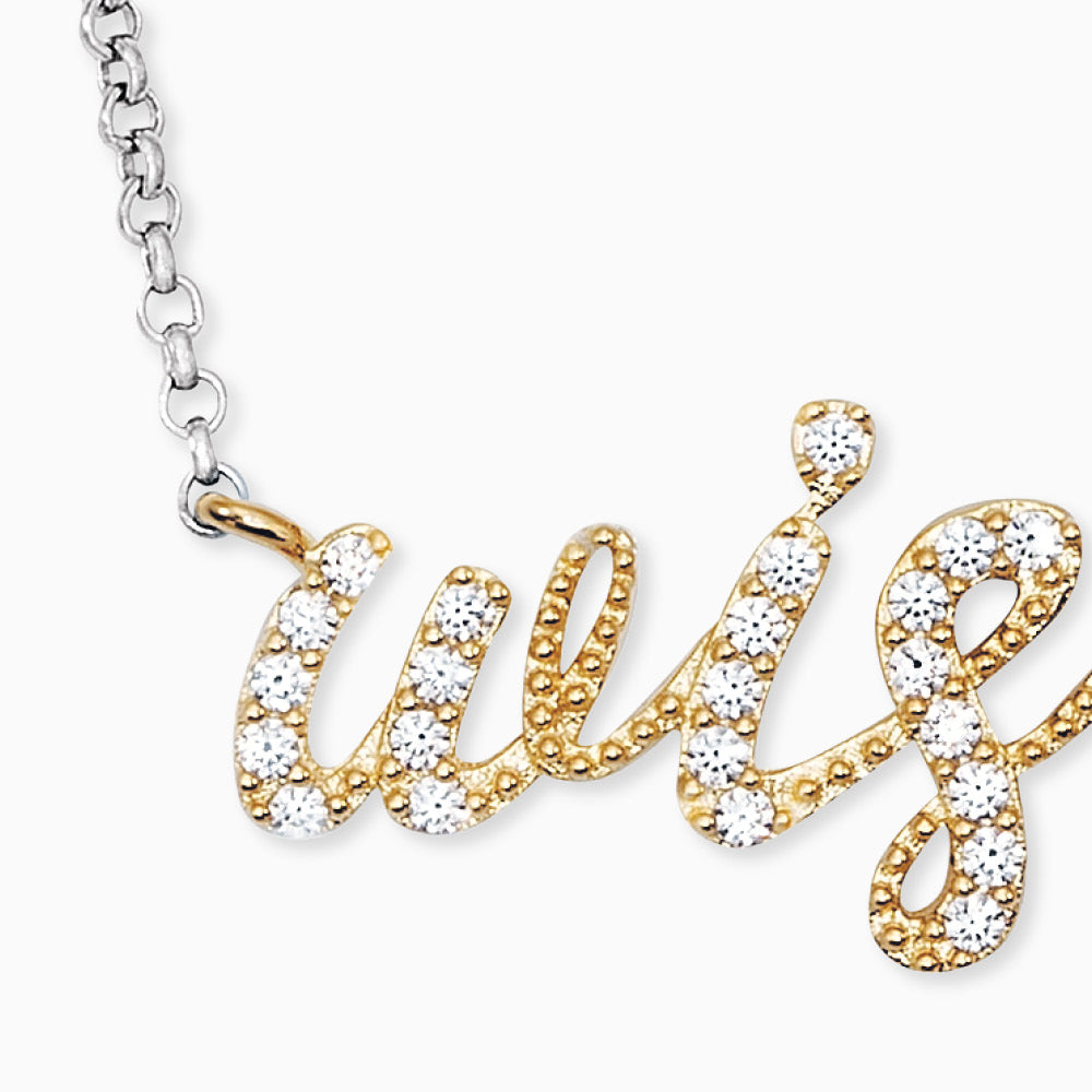 Engelsrufer Damen Silberkette Wish Anhänger in Gold mit Zirkonien