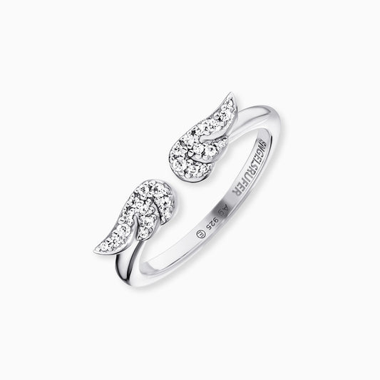 Engelsrufer women's ring silver open with wings made of zirconia stones