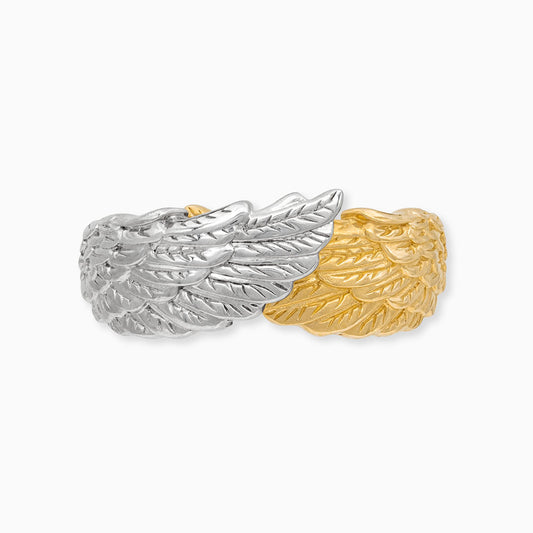 Engelsrufer größenverstellbarer Ring Flügelsymbol Sterlingsilber vergoldet