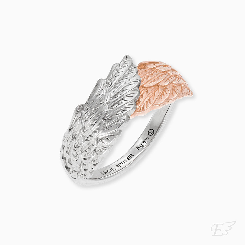 Engelsrufer größenverstellbarer Ring Flügelsymbol Sterlingsilber rosévergoldet