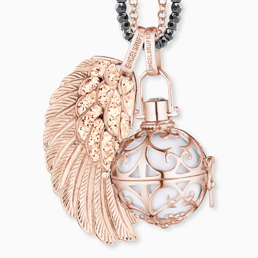 Engelsrufer pendant angel wings rose gold with crystals