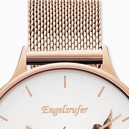 Engelsrufer wristwatch flower in the dial with interchangeable mesh stainless steel bracelet rose