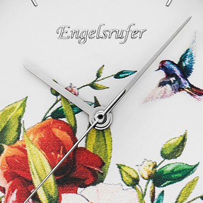 Engelsrufer Uhr silber Blume mit Meshband silber (wechselbar)