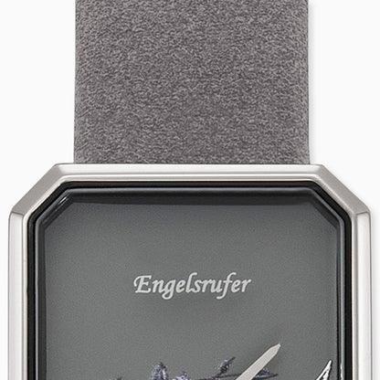 Engelsrufer Uhr Blume mit Nubuk Lederband grau (wechselbar)