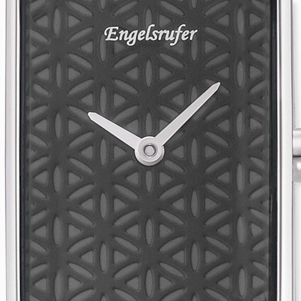 Engelsrufer Lebensblume women's analogue watch with black leather strap