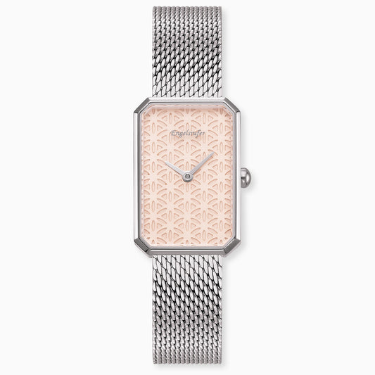 Engelsrufer women's wristwatch Flower of Life silver with stainless steel bracelet