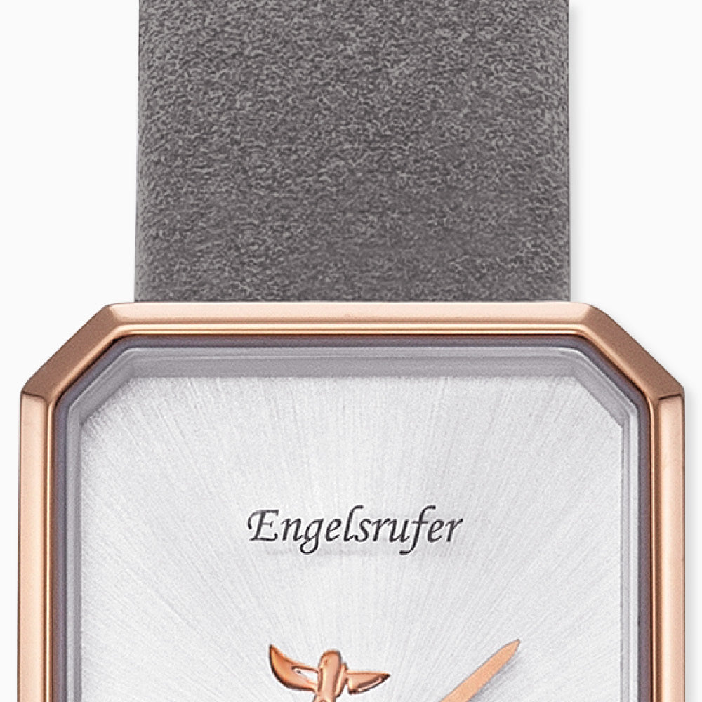Engelsrufer wristwatch analog tree of life rose with gray nubuck leather strap