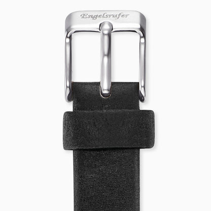 Engelsrufer Uhren Lederband schwarz 12 mm mit Verschluss silber
