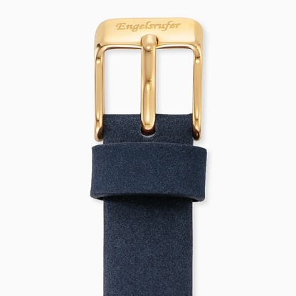 Engelsrufer Uhrenarmband Leder Damen 12 mm blau Verschluss gold
