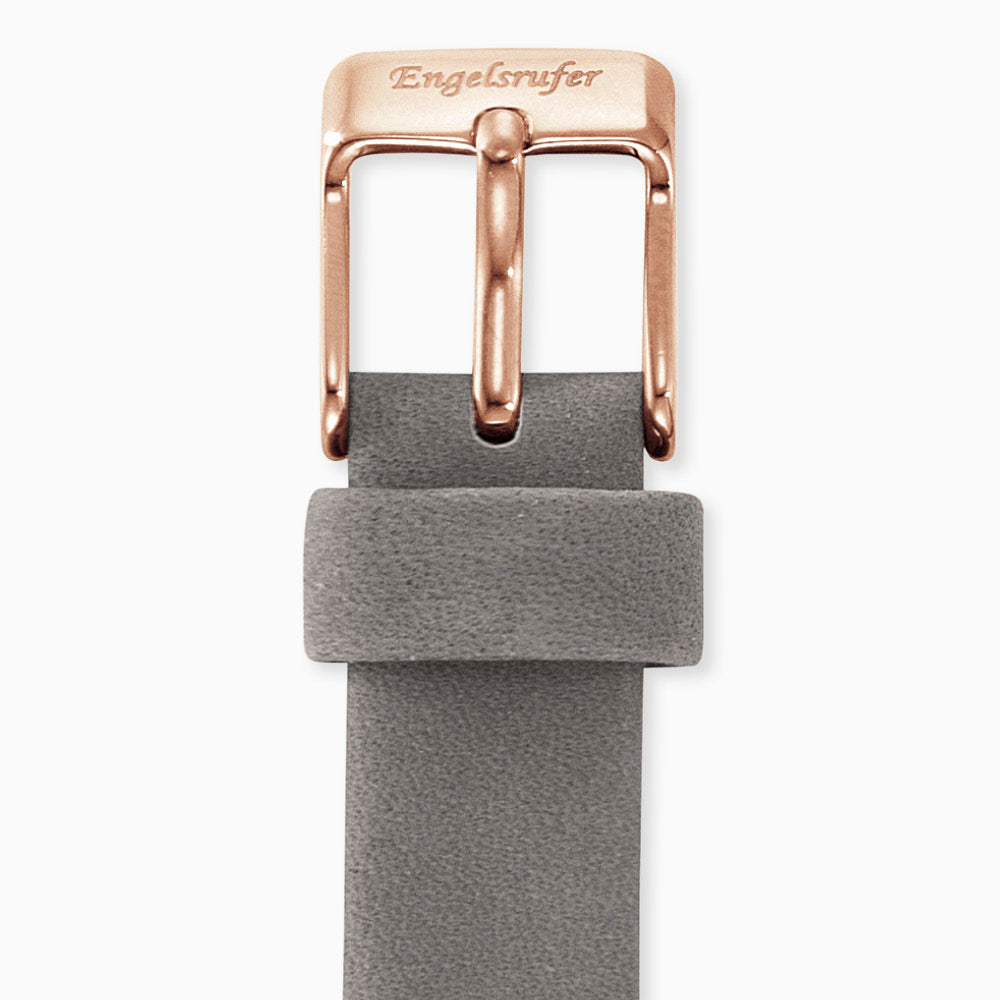 Engelsrufer Damen Uhrenarmband Leder grau 12 mm Verschluss roségold