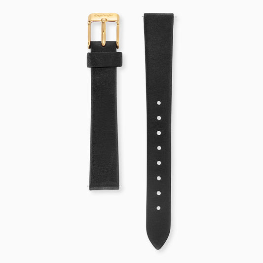 Engelsrufer Leder Uhrenarmband schwarz 14 mm mit Verschluss gold