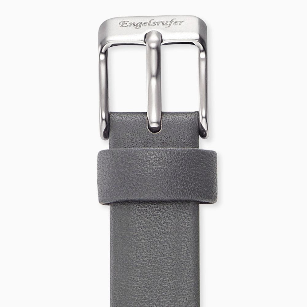 Engelsrufer graues Wechsel Lederband für Damen Uhren 14 mm Verschluss silber